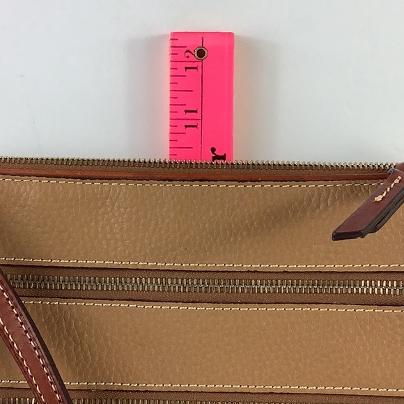DOONEY & BOURKE Triple Zip Crossbody Shoulder Bag Carmel Pebble Grain LeatherEUC - Picture 15 of 16